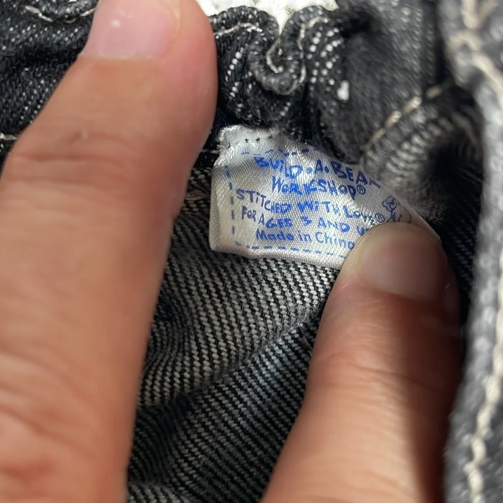 Build a Bear black denim jeans & silver puffer vest chain/pocket detail- jeans - Picture 3 of 10